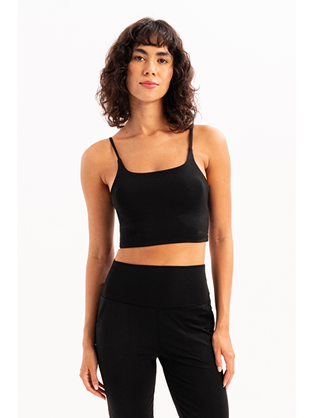 İnce Askılı Çıkarılabilir Pedli Bra Kadın Sporcu Sütyeni Spica Siyah-2