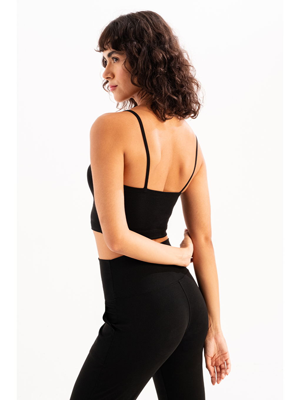 İnce Askılı Çıkarılabilir Pedli Bra Kadın Sporcu Sütyeni Spica Siyah-3