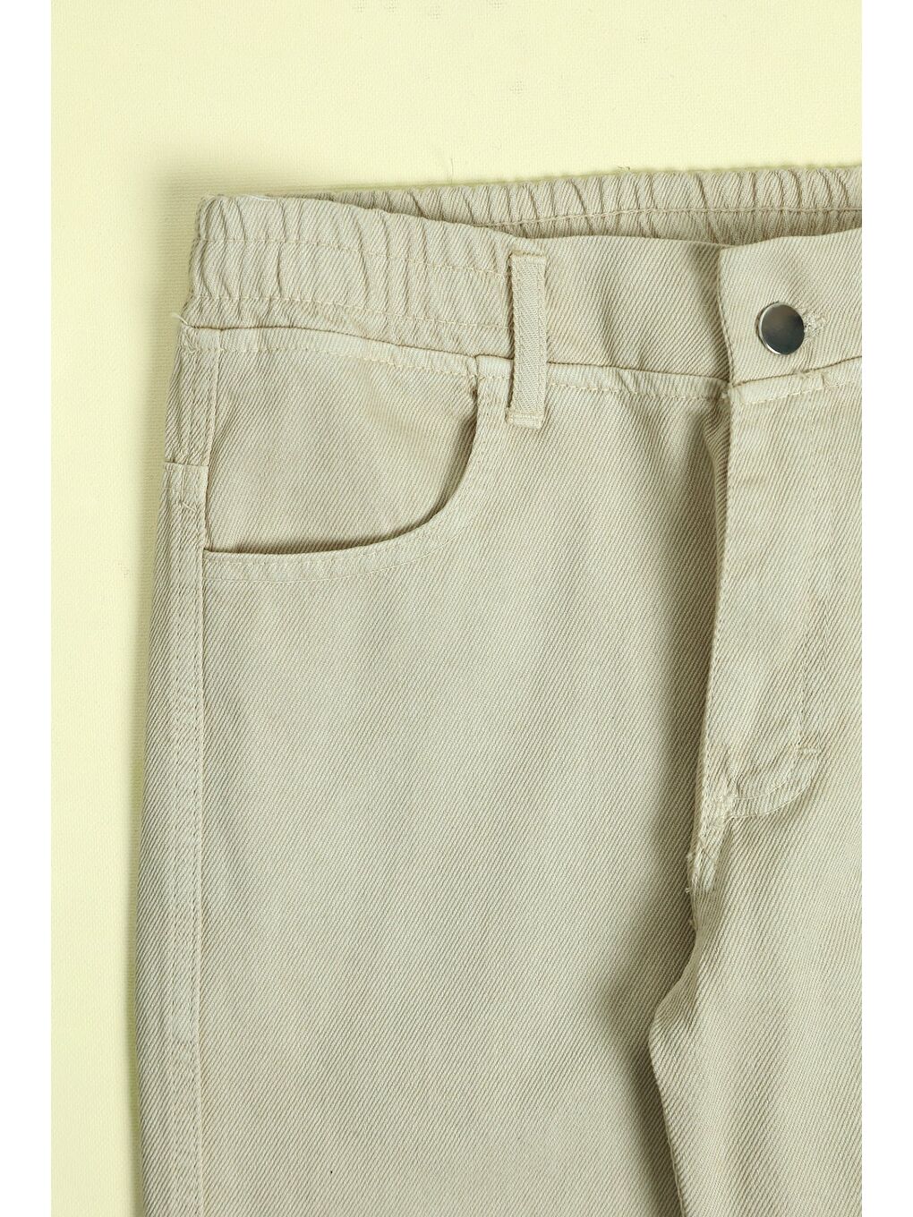 Bej Beli Lastikli Fermuarlı Erkek Çocuk Baggy Pantolon-1