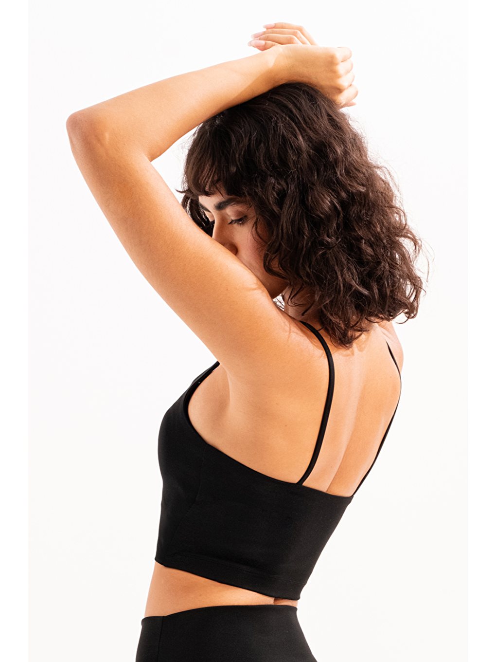 İnce Askılı Çıkarılabilir Pedli Bra Kadın Sporcu Sütyeni Spica Siyah-4