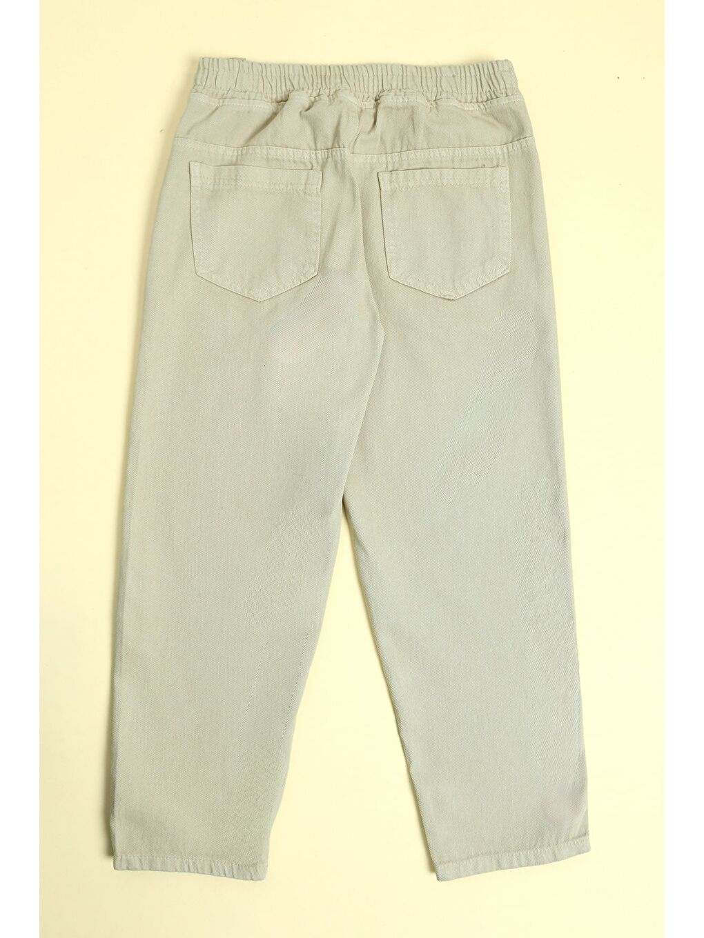 Bej Beli Lastikli Fermuarlı Erkek Çocuk Baggy Pantolon-2
