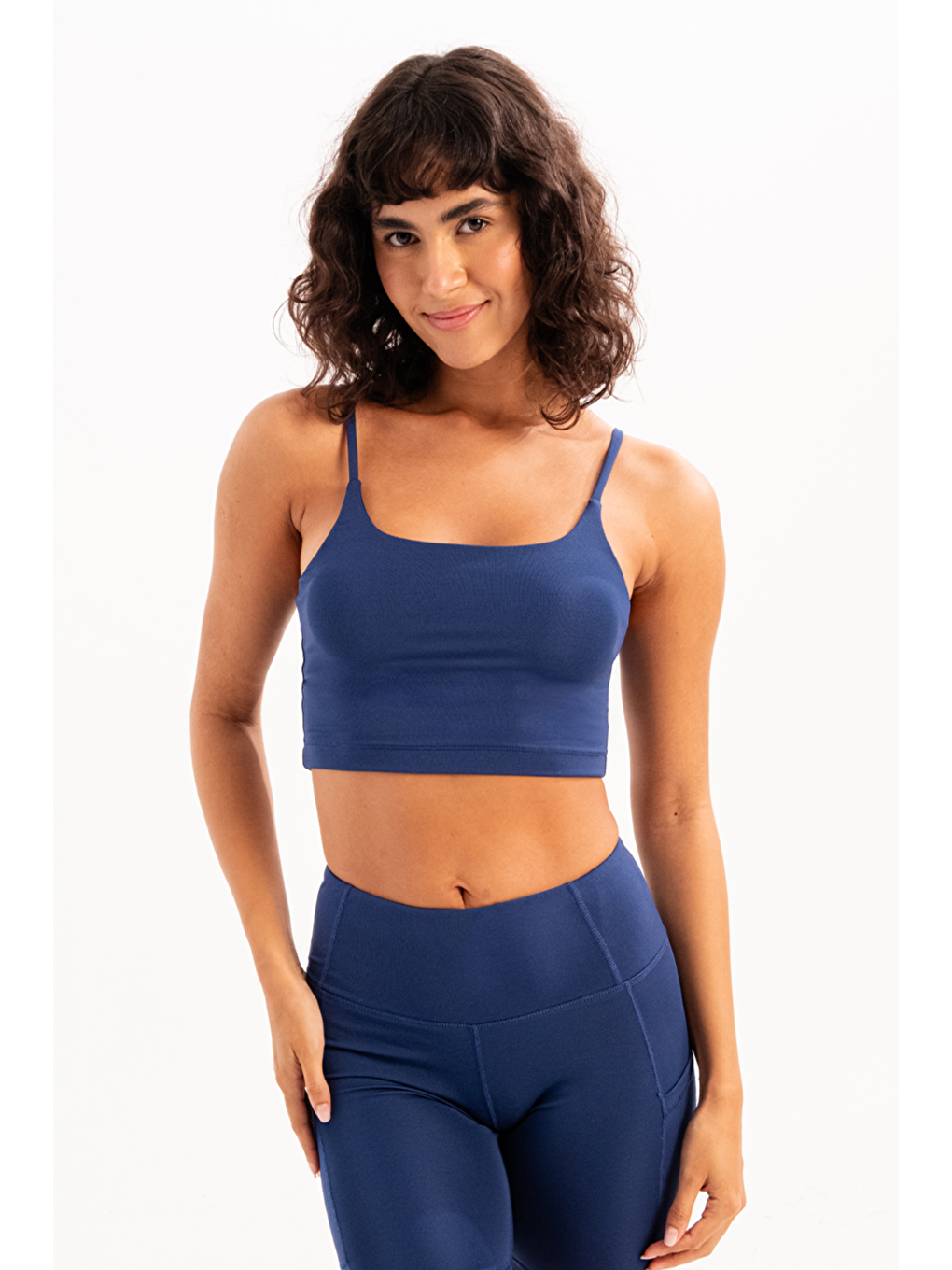 İnce Askılı Çıkarılabilir Pedli Bra Kadın Sporcu Sütyeni Spica Lacivert
