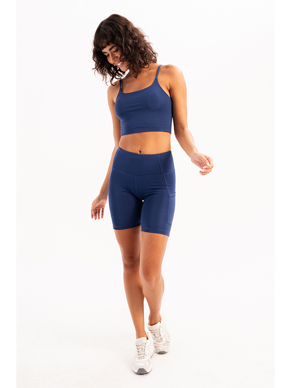 İnce Askılı Çıkarılabilir Pedli Bra Kadın Sporcu Sütyeni Spica Lacivert-1