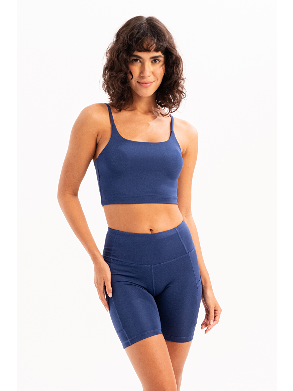 İnce Askılı Çıkarılabilir Pedli Bra Kadın Sporcu Sütyeni Spica Lacivert-3