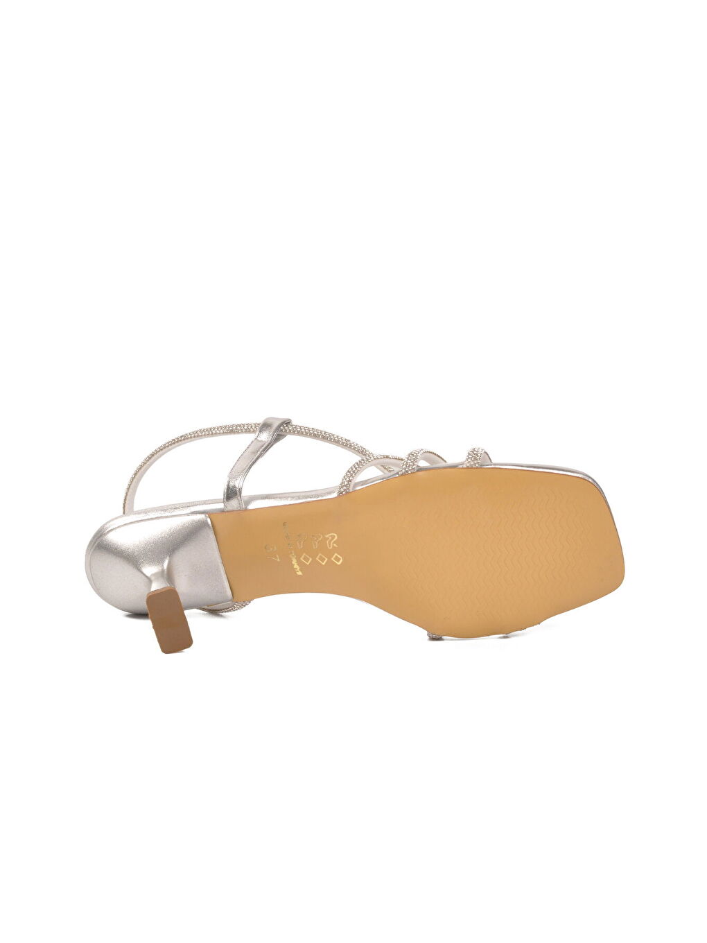 Gri Gümüş Taş İşlemeli Kadın Abiye Ayakkabı 655481 Z-4