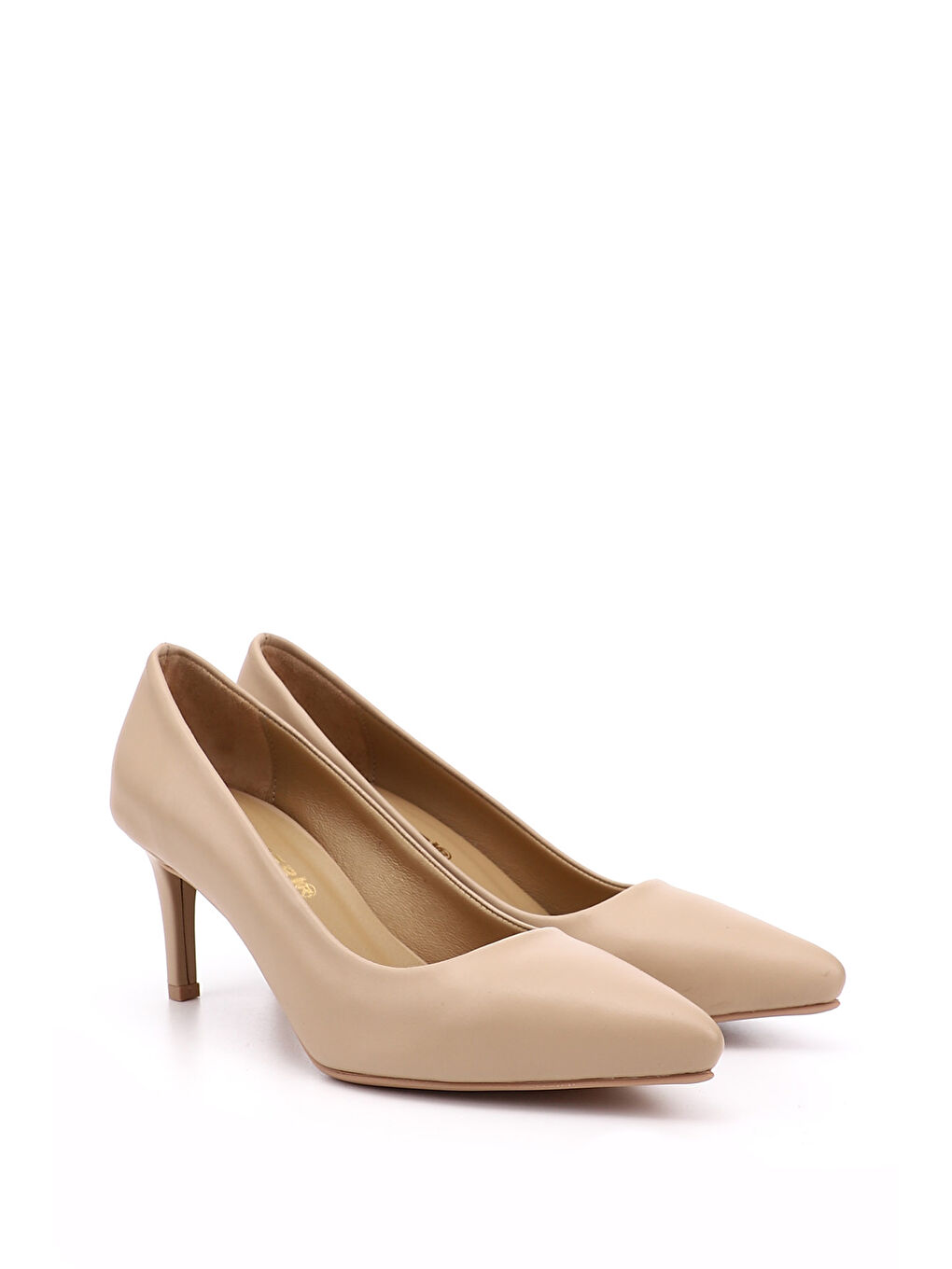 Bej Kadın AÇIK NUDE Sivri Burun İnce Topuklu Hakiki Deri Stiletto-1