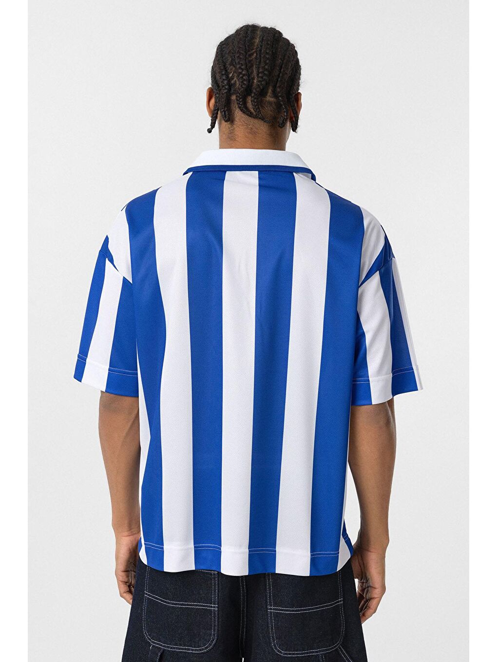 Mavi Oversize Polo Yaka Forma Tişört Saks-4