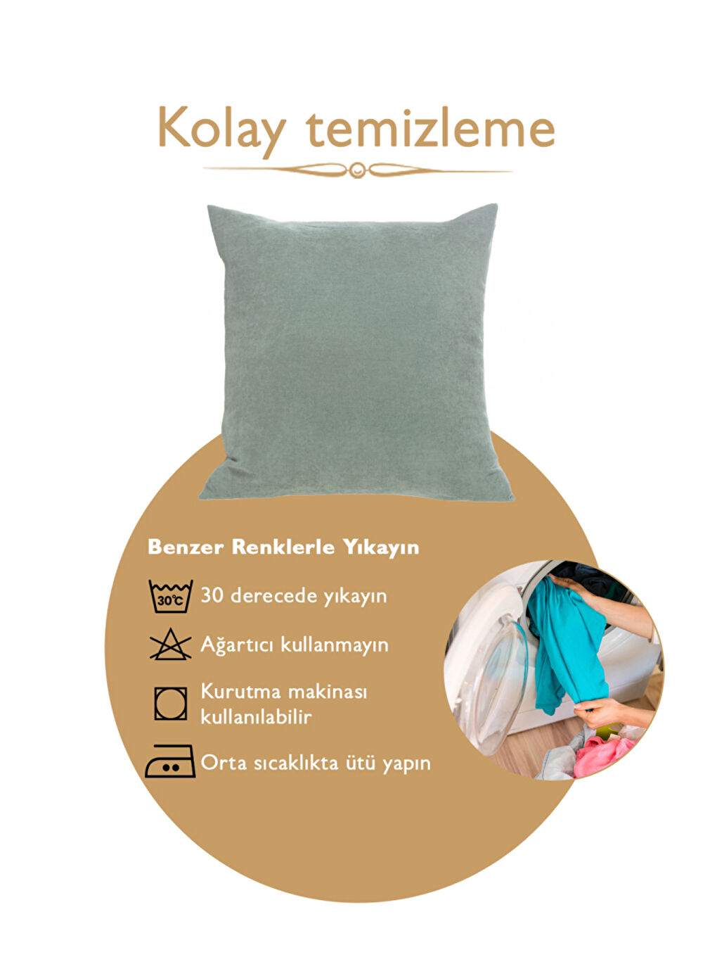 Panoroma Süet Dokulu Düz Punch (Panç) İçin Uygun Mint Yeşili 40X40 Dekoratif Kırlent Kılıfı-2