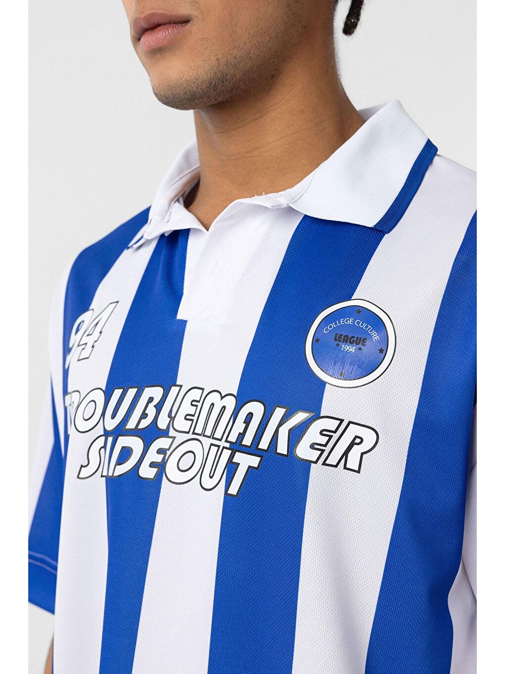 Mavi Oversize Polo Yaka Forma Tişört Saks-5