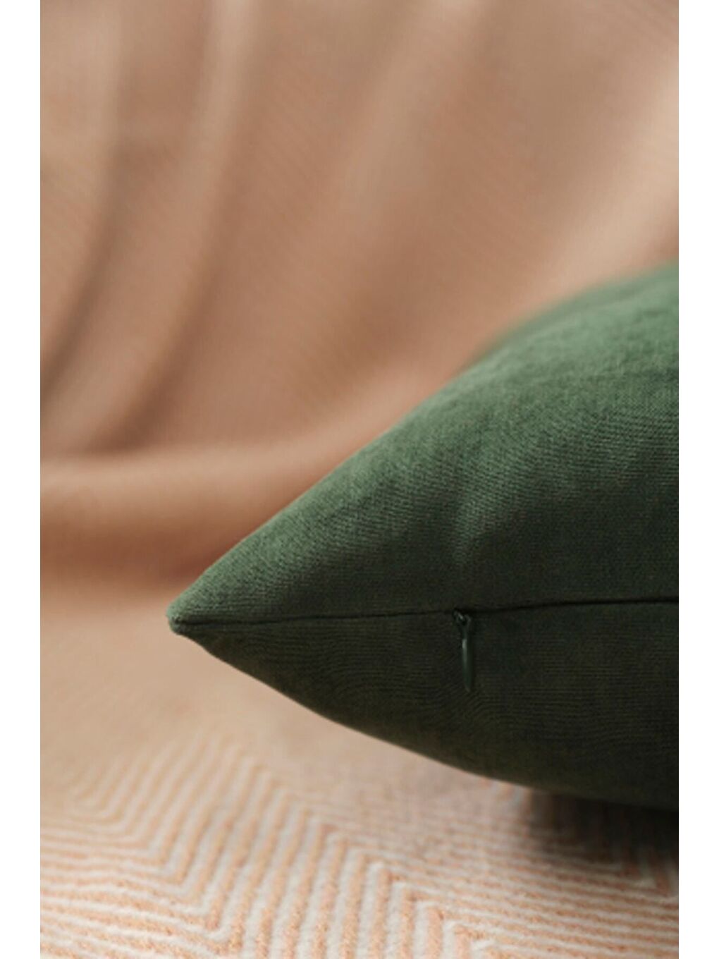 Panoroma Süet Dokulu Düz Punch (Panç) İçin Uygun Yeşil 40x40 Dekoratif Kırlent Kılıfı-1