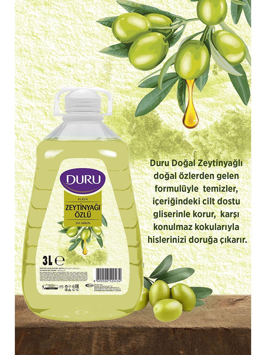 Duru Beyaz Mutluluk Serisi Zeytinyağı Özlü Sıvı Sabun 2x3 Lt - 1