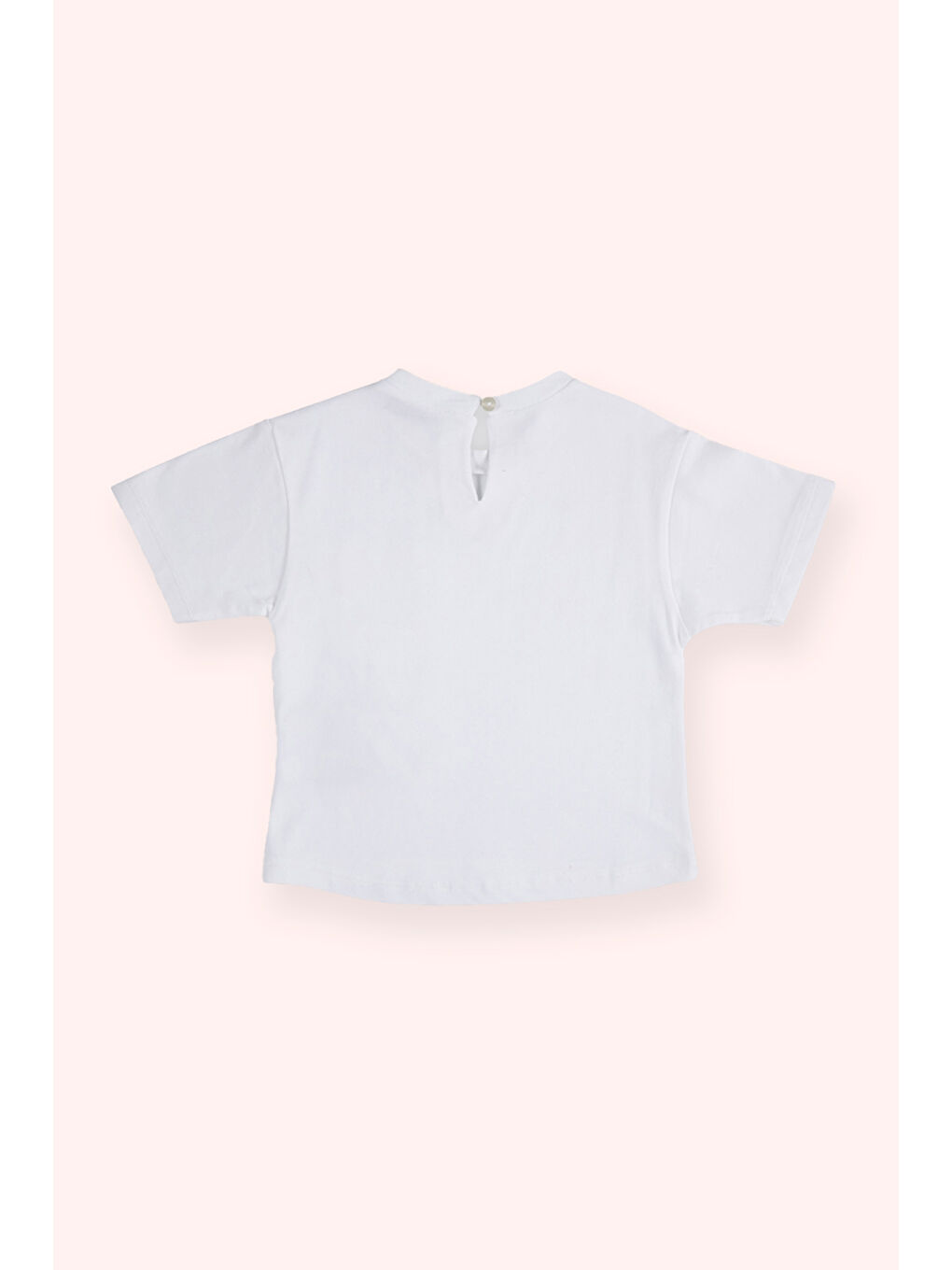 Kız Bebek Cebi Fırfır Detaylı Beyaz Tişört-2