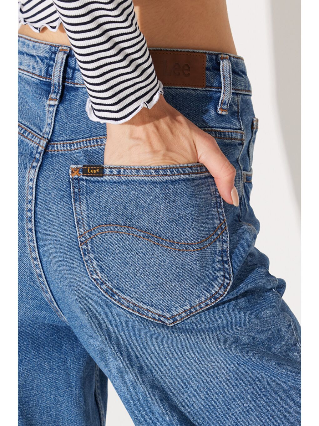 Regular Fit Yüksek Bel Düz Paça Açık Mavi Stella Tapered Esnek Jean Denim Jean Pantolon-5