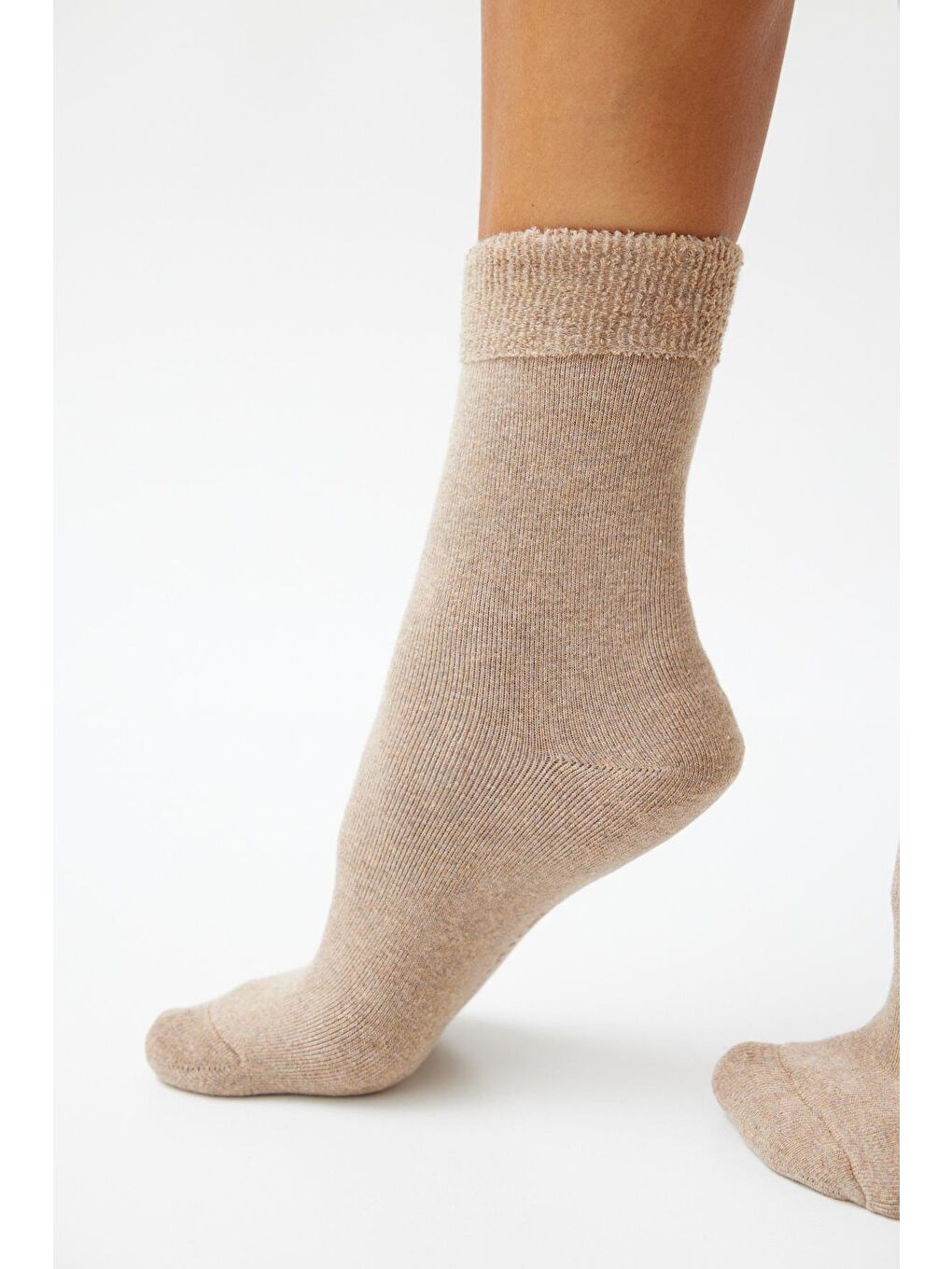 Kadın Açık Kahverengi Renkli Havlu Soket Çorap-1