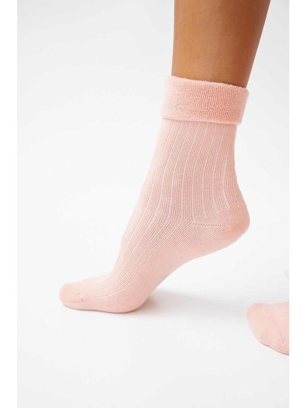 Kadın Pembe Renkli Havlu Soket Çorap-1