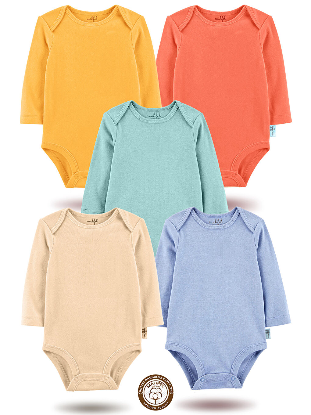 Bej %100 Pamuklu 5'li Baskısız Çıtçıtlı Bebek Body Zıbın BEJ