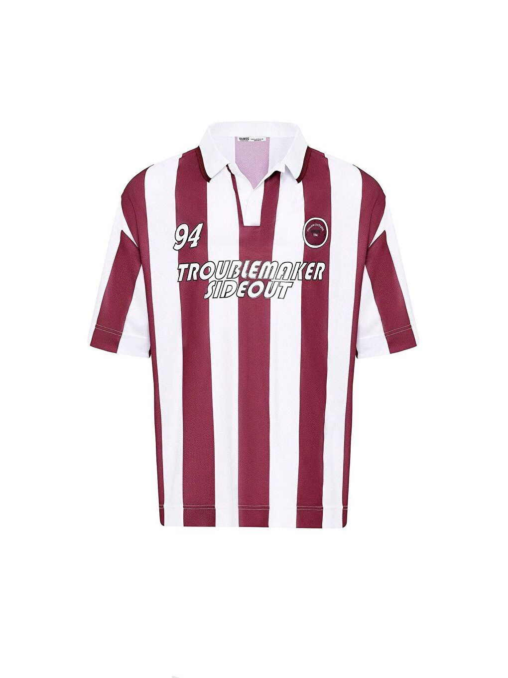 Oversize Polo Yaka Forma Tişört Bordo-1