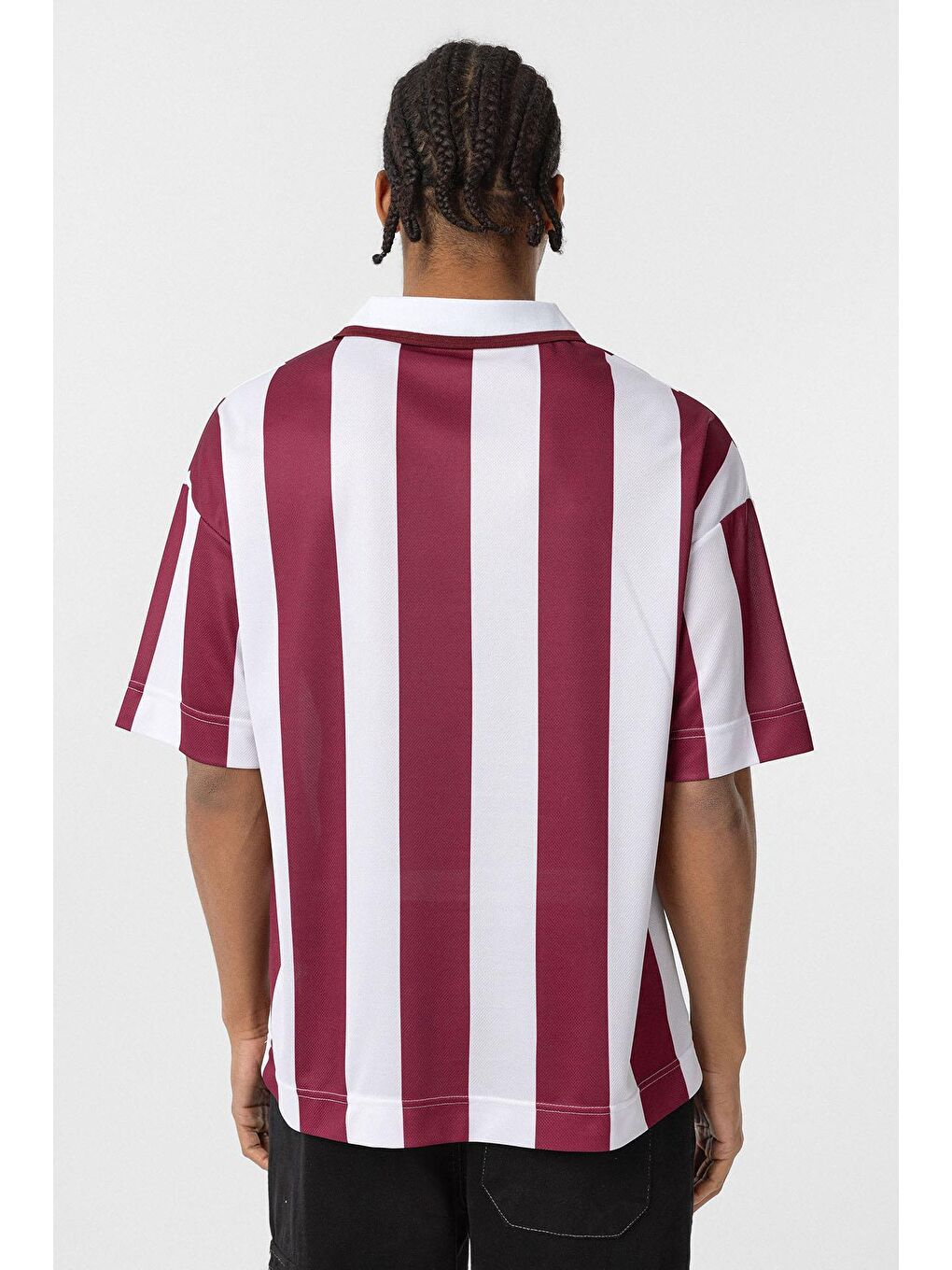 Oversize Polo Yaka Forma Tişört Bordo-4