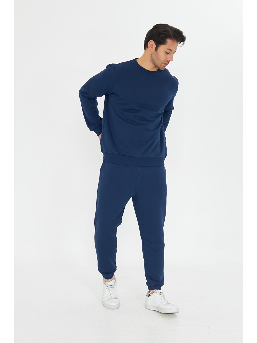 İndigo Şardonsuz 3 Iplik Pamuklu Basic Bisiklet Yaka Unisex Eşofman Takımı 5738-2