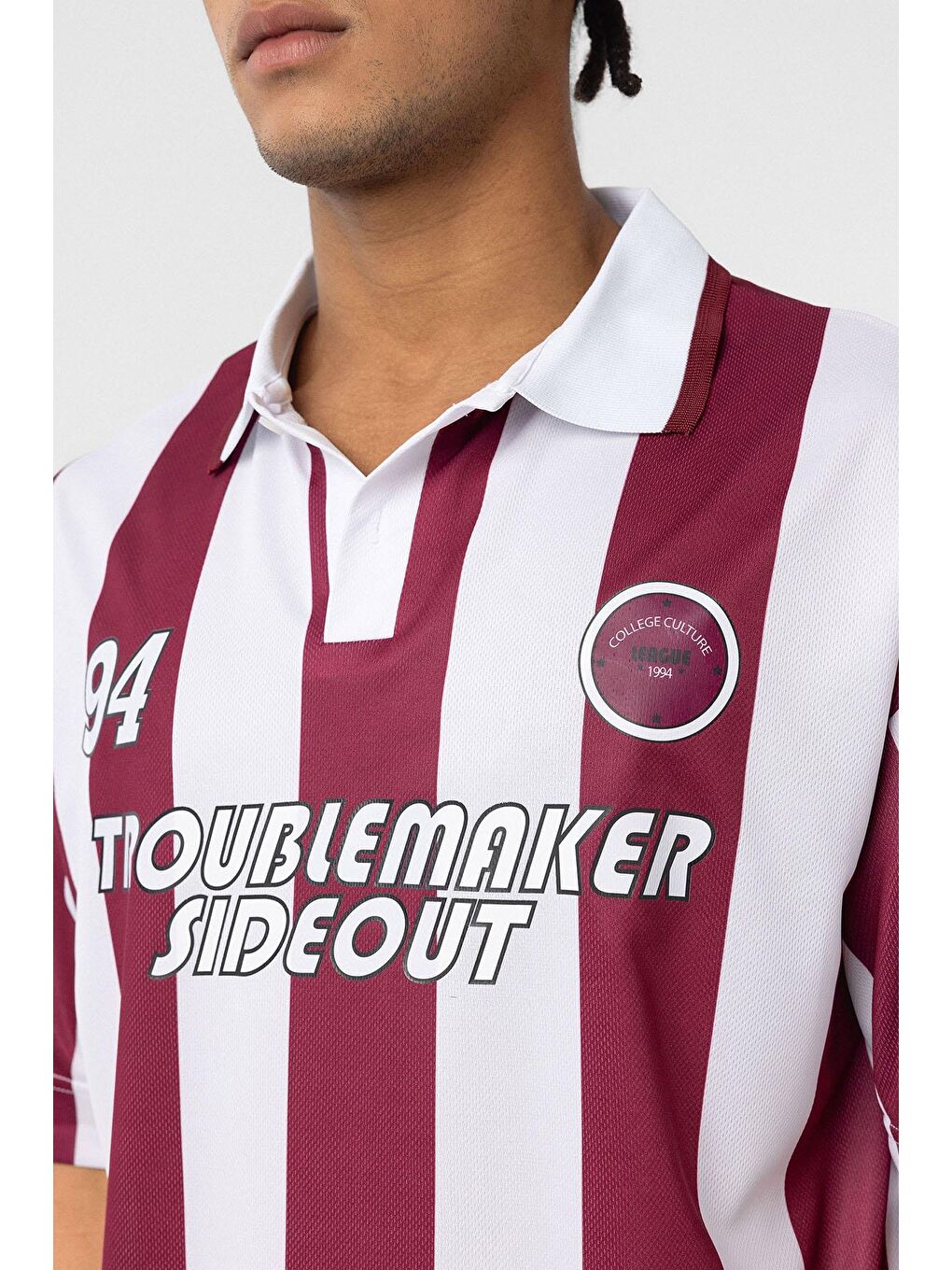 Oversize Polo Yaka Forma Tişört Bordo-5