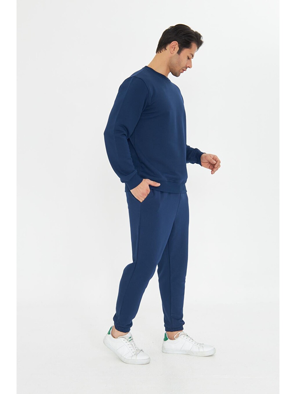 İndigo Şardonsuz 3 Iplik Pamuklu Basic Bisiklet Yaka Unisex Eşofman Takımı 5738-3