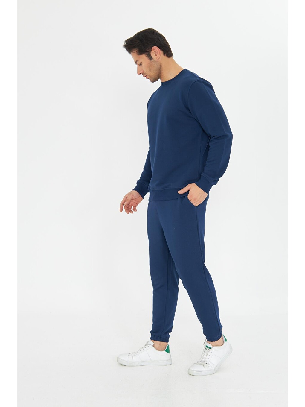 İndigo Şardonsuz 3 Iplik Pamuklu Basic Bisiklet Yaka Unisex Eşofman Takımı 5738-4