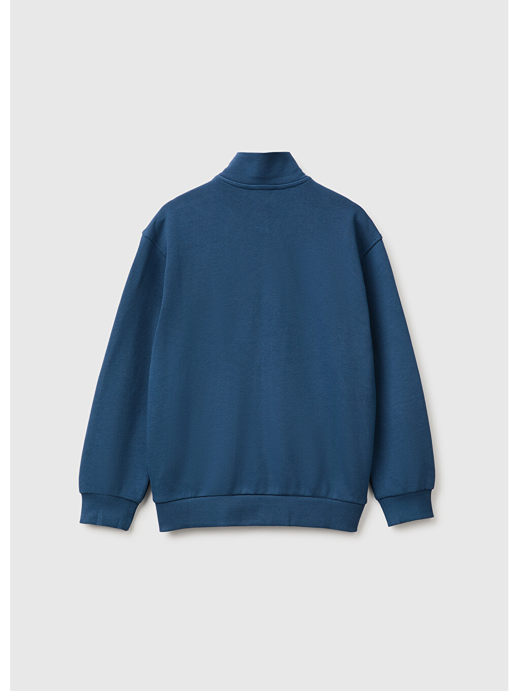 Erkek Çocuk Lacivert Önü İşlemeli Ribanalı Cepli Fermuarlı Dik Yaka Sweatshirt-1