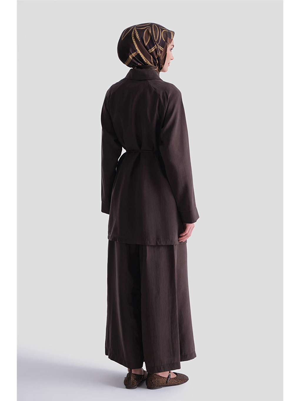 Nakış Detaylı Takım Kahverengi-5