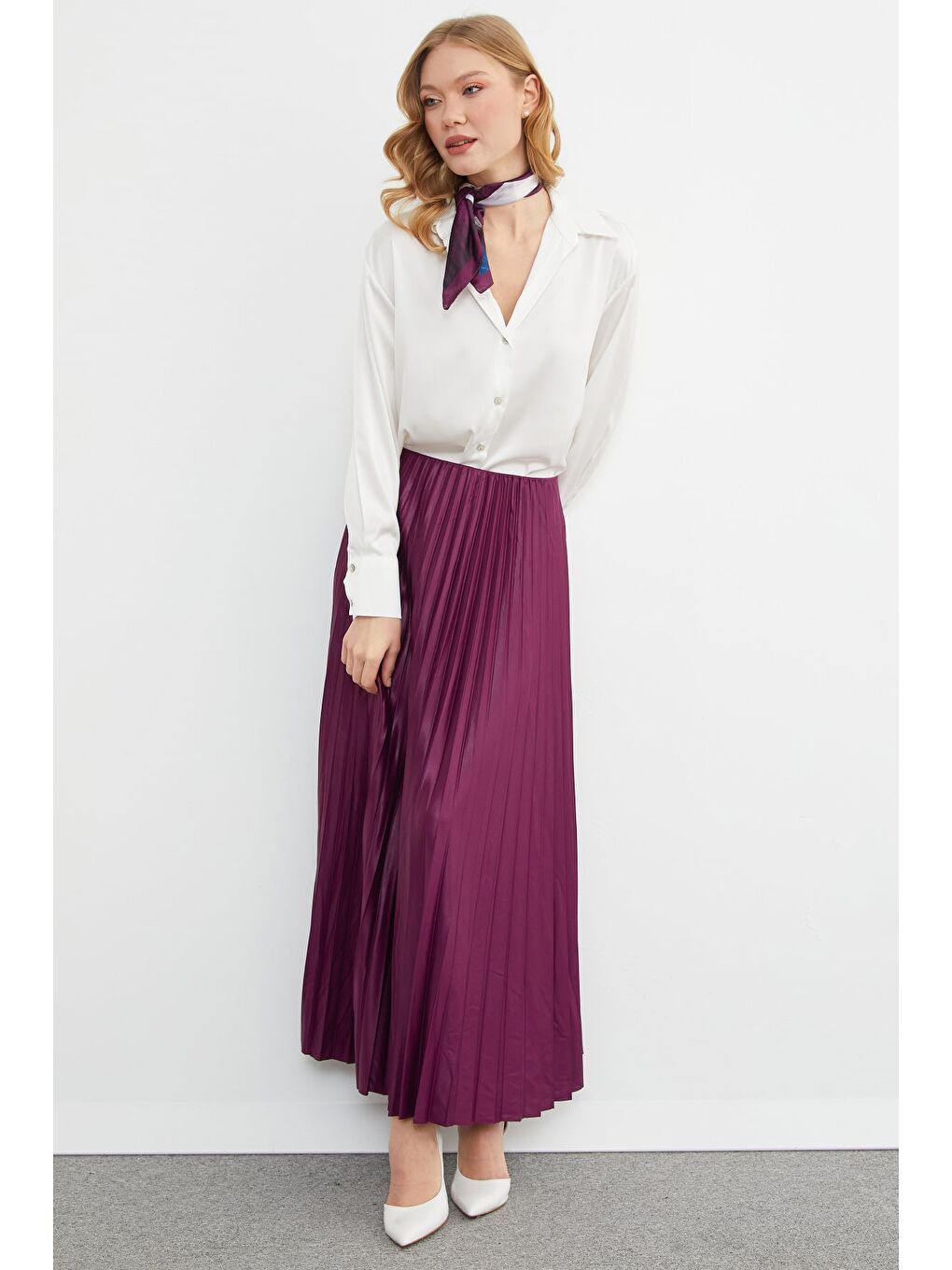 Mürdüm Piliseli Beli Lastikli Etek-1