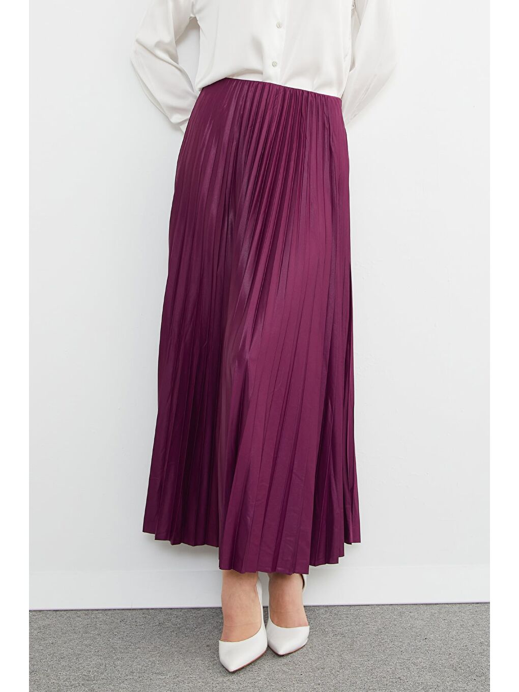 Mürdüm Piliseli Beli Lastikli Etek-2