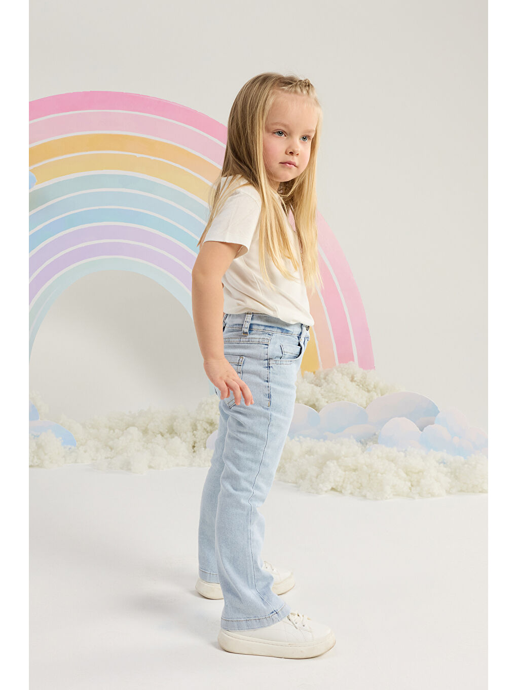 Kız Çocuk Denim Pantolon 2-6 Yaş Mavi-1