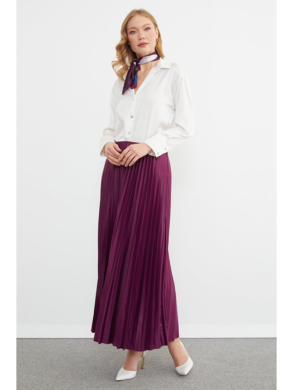 Mürdüm Piliseli Beli Lastikli Etek-3