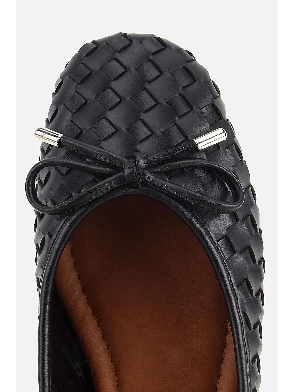 Kadın Siyah Örgü Detaylı Günlük Düz Babet-4