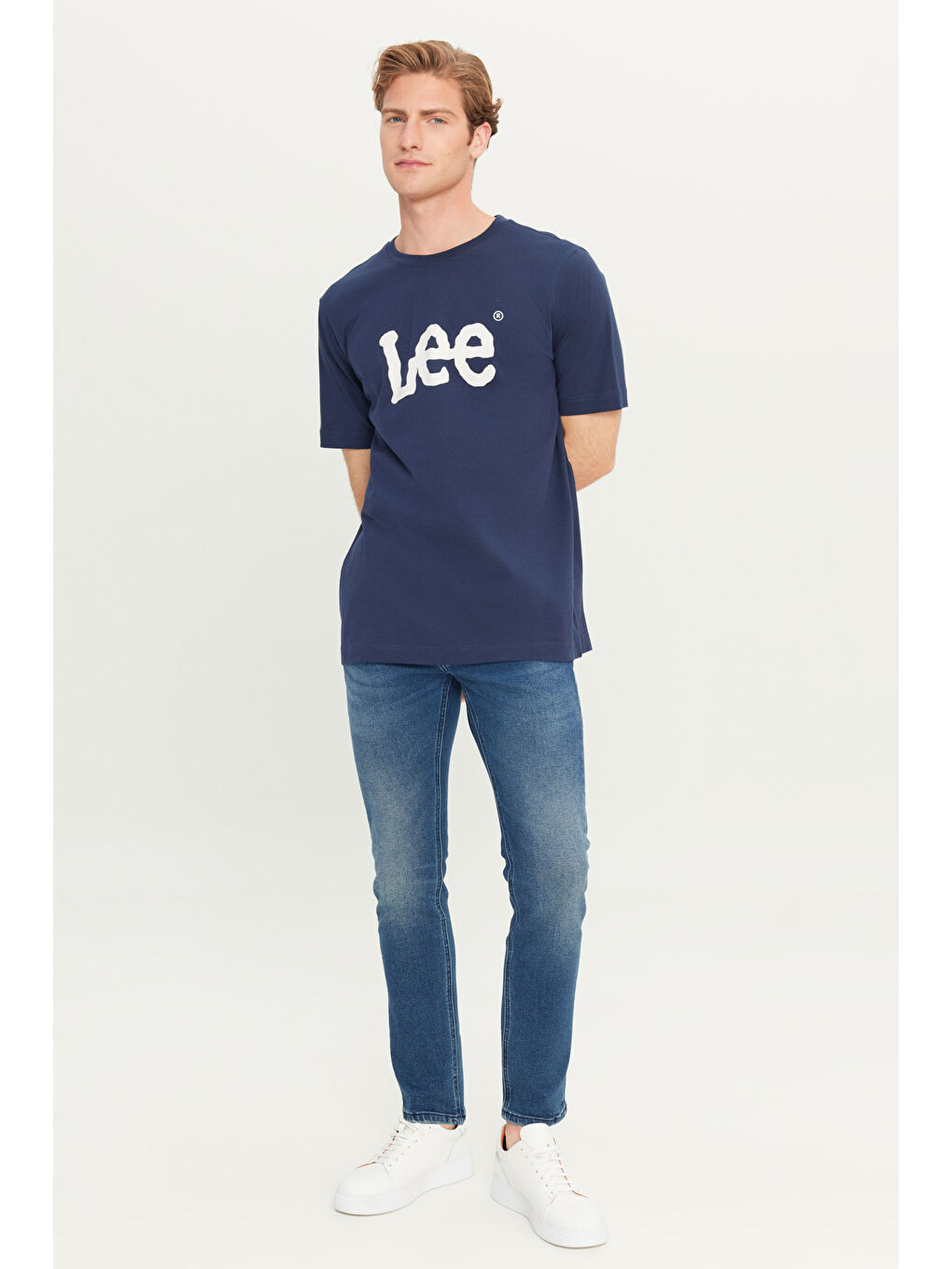 %100 Pamuk Regular Fit Normal Kesim Bisiklet Yaka Lacivert Tişört-2