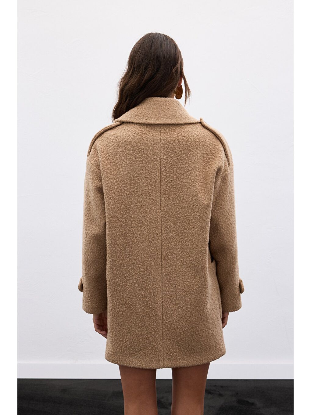 Kahverengi Buklet Kısa Kaban - Camel-7