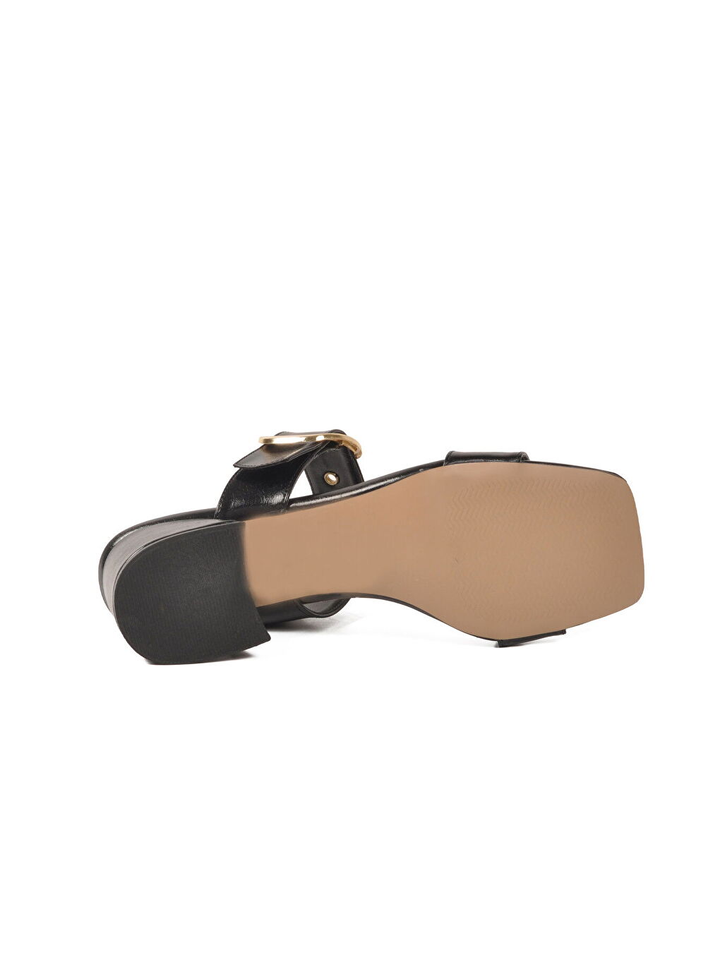 Siyah Çift Bantlı Kadın Topuklu Terlik 318139 Z-4