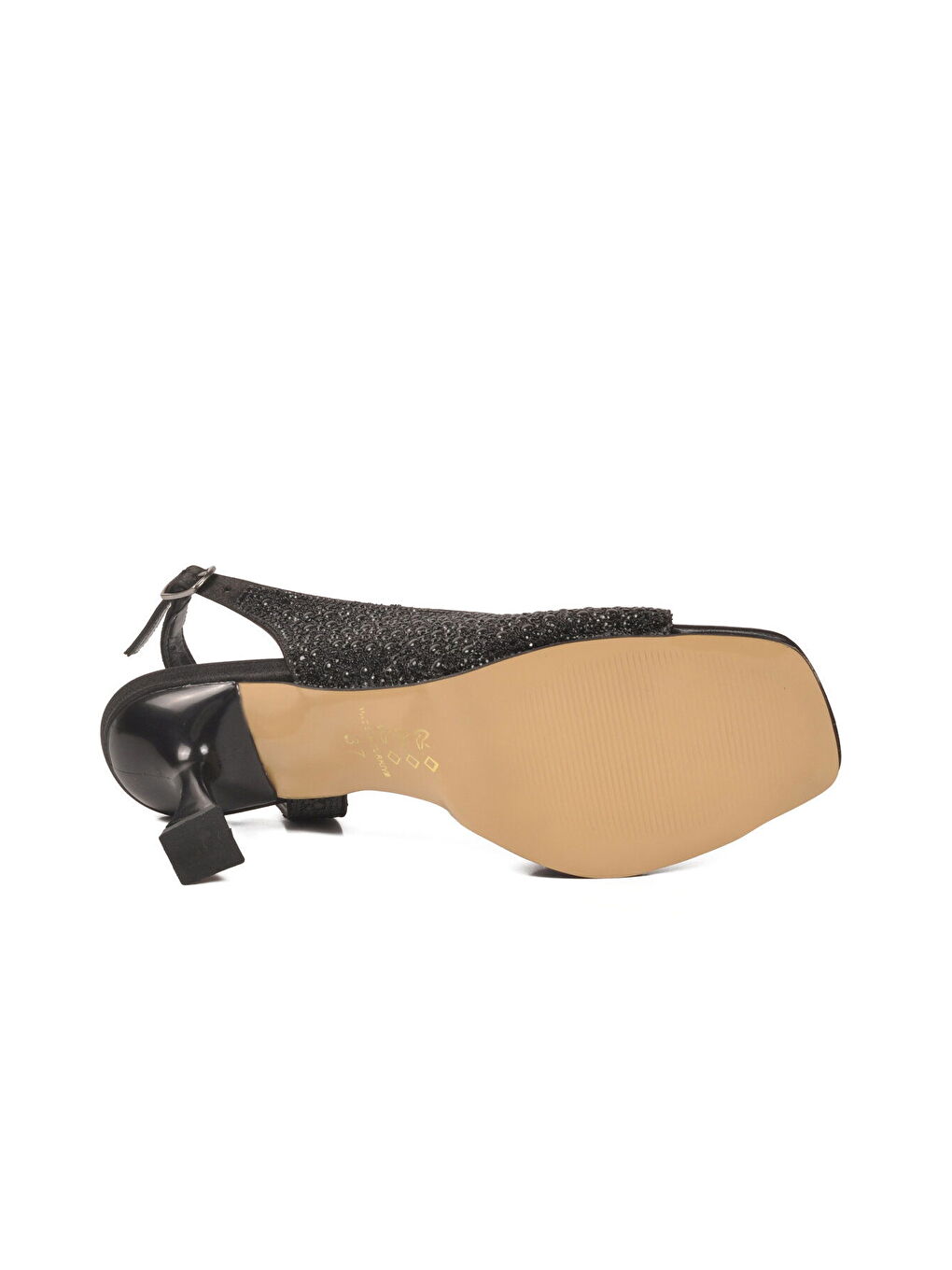 Siyah Saten Taş İşlemeli İnce Topuklu Kadın Abiye Ayakkabı 655500 Z-4