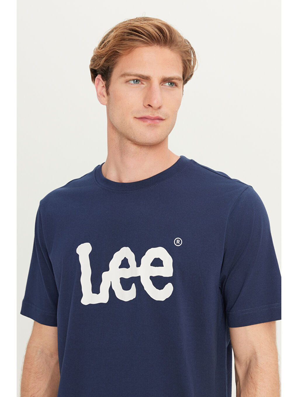 %100 Pamuk Regular Fit Normal Kesim Bisiklet Yaka Lacivert Tişört-3