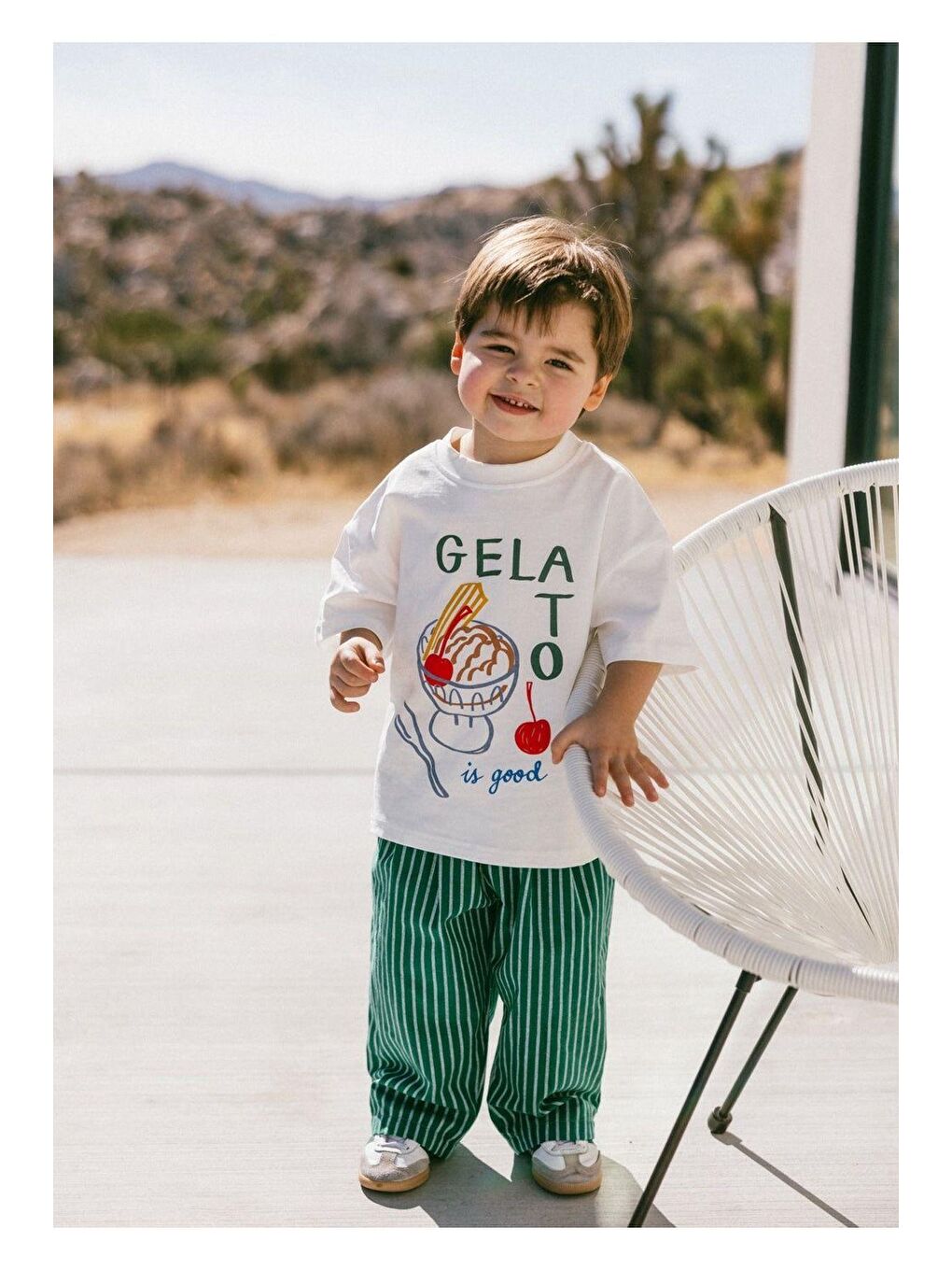 Lila Erkek Çocuk Dondurma Baskılı Pamuklu Tshirt Ve Pantolon Alt Üst Takım