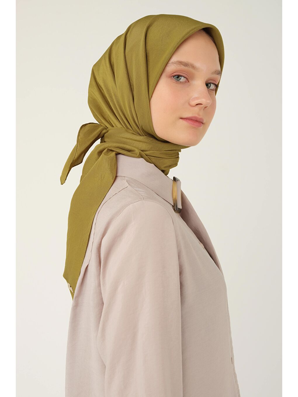 Yeşil Soft Kraş Eşarp Olive-2