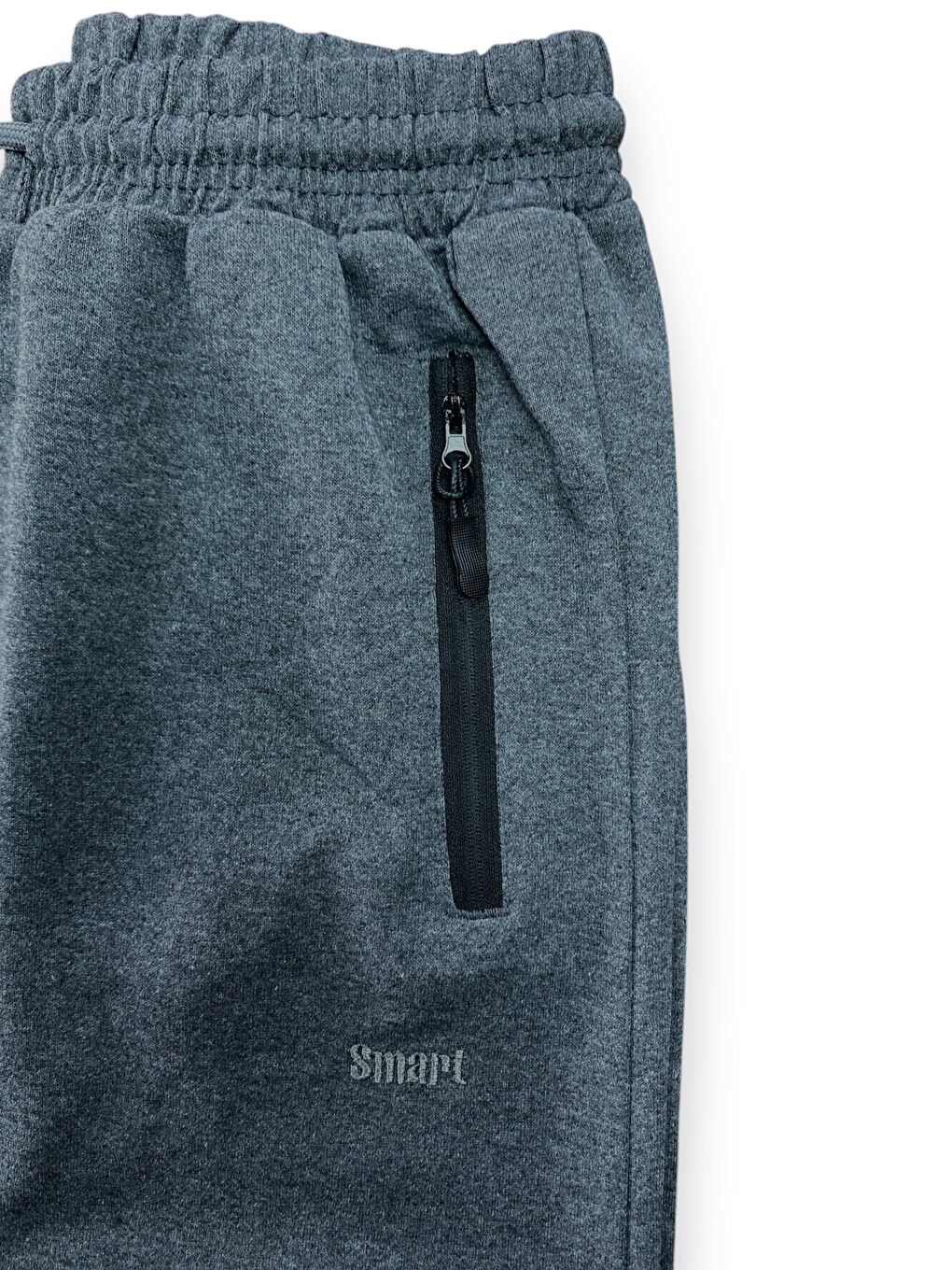 Gri Erkek Füme Fermuarlı Cepli Pamuklu Yazlık Kapri-2