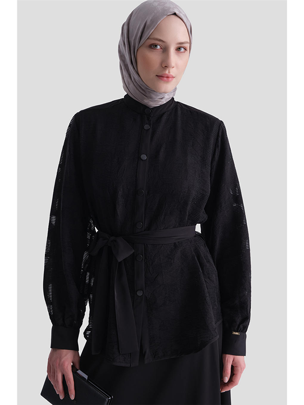 Jakarlı Tunik Takım Siyah