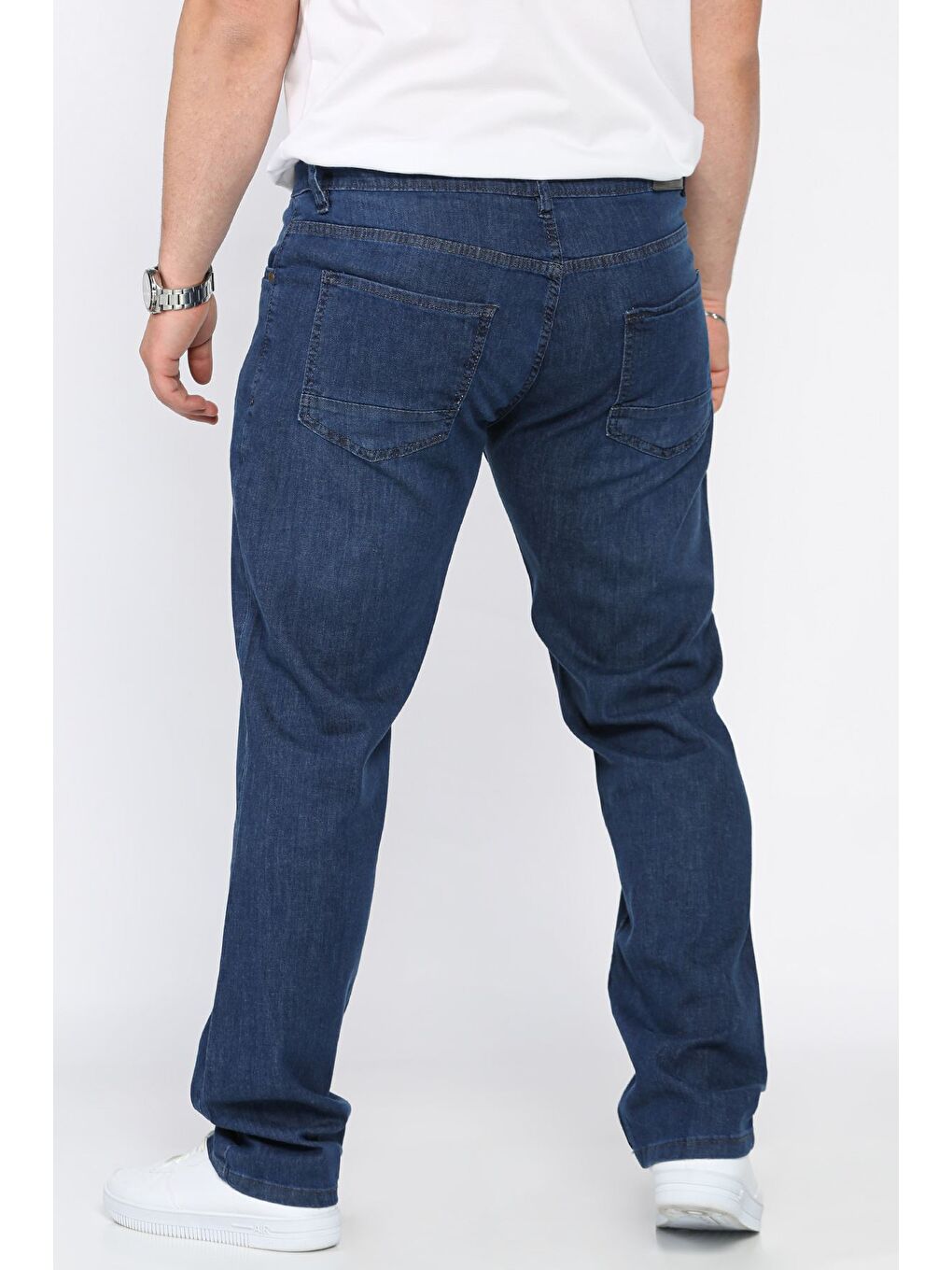 Lacivert Erkek Elastanlı Fermuarlı Jean Pantolon-2