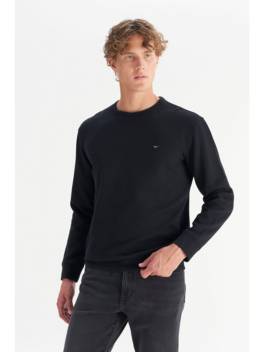 Siyah Pamuklu Regular Fit Bisiklet Yaka Selanik Örgü Sweatshirt-2