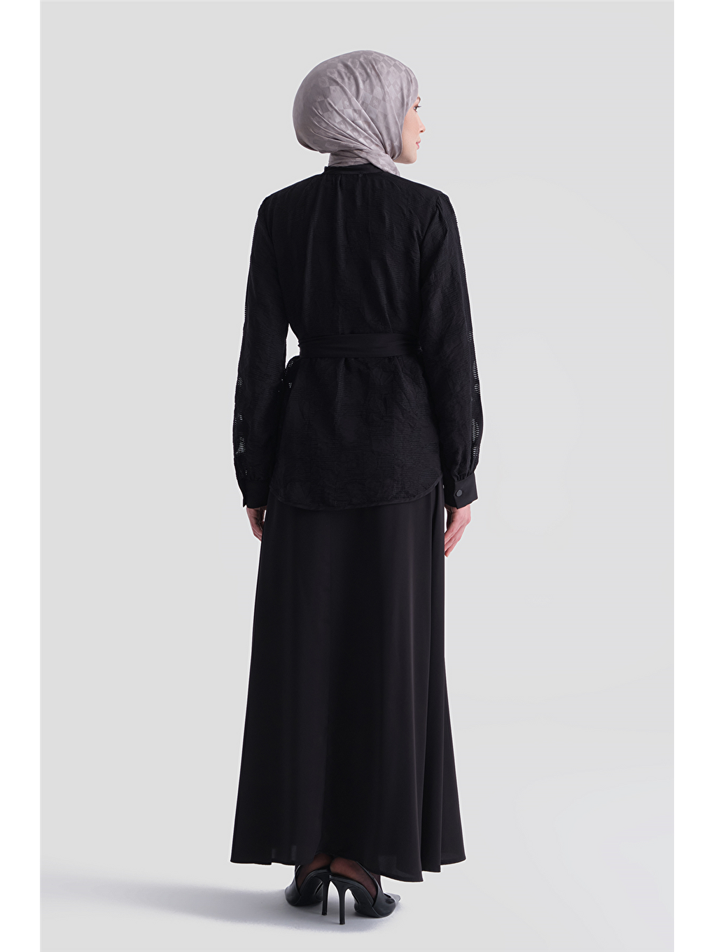 Jakarlı Tunik Takım Siyah-5