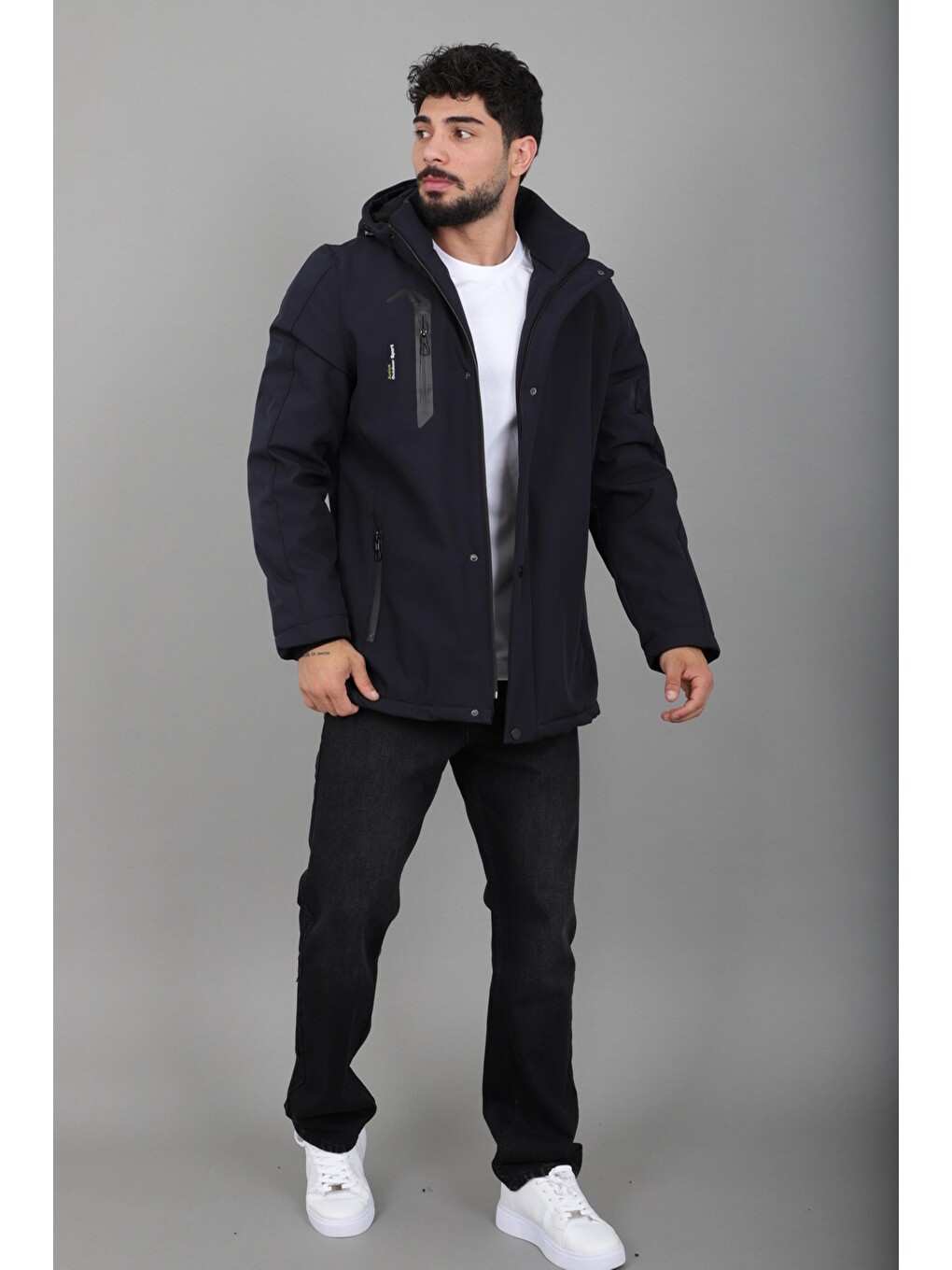Lacivert Su Ve Rüzgar Geçirmez Outdoor Softshell Kışlık Mont Pldp 3014_50510-2
