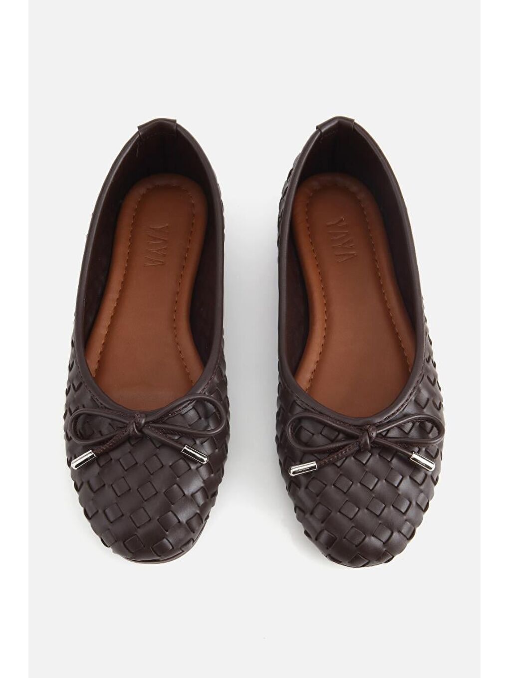 Kadın Kahverengi Örgü Detaylı Günlük Düz Babet-5