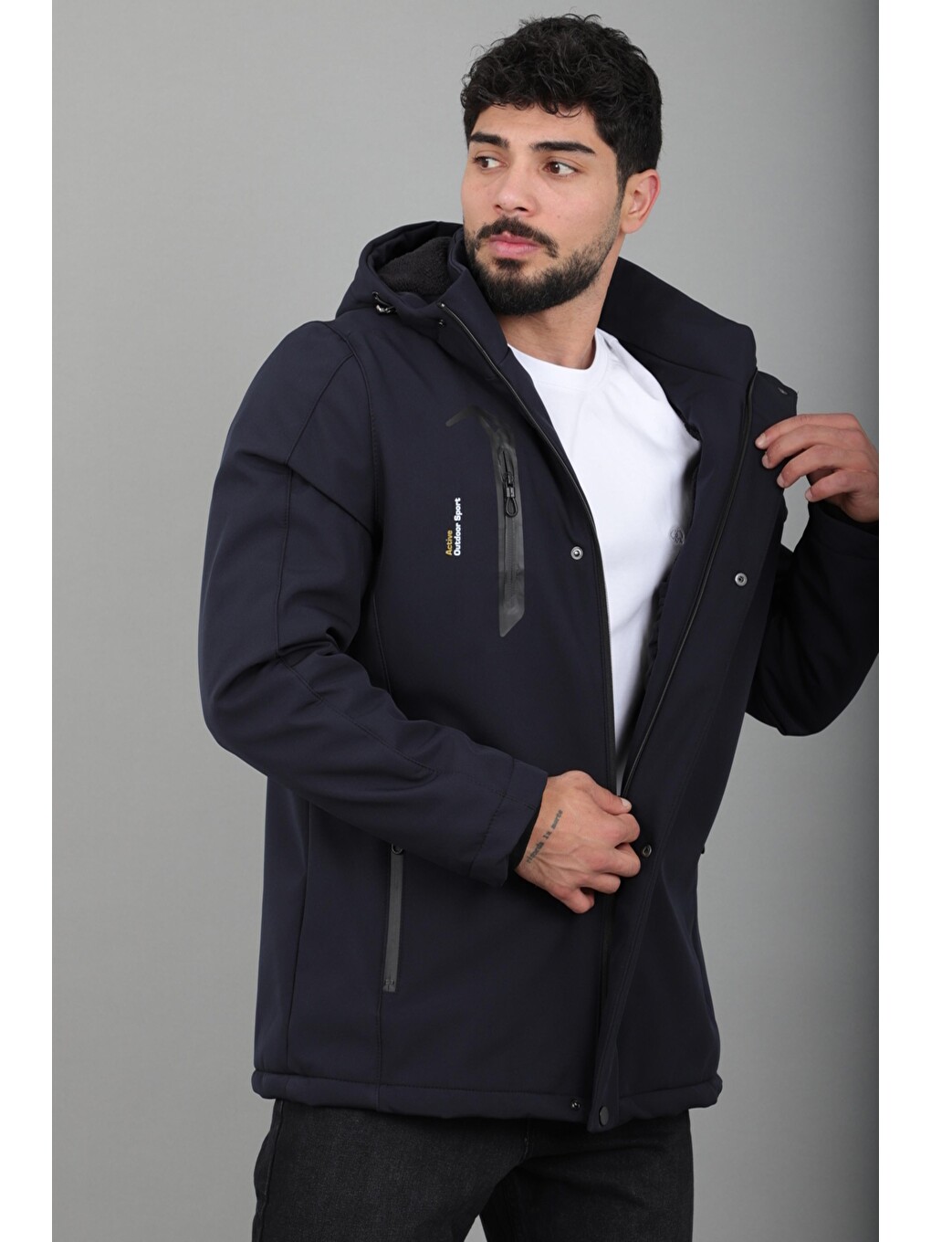 Lacivert Su Ve Rüzgar Geçirmez Outdoor Softshell Kışlık Mont Pldp 3014_50510-3
