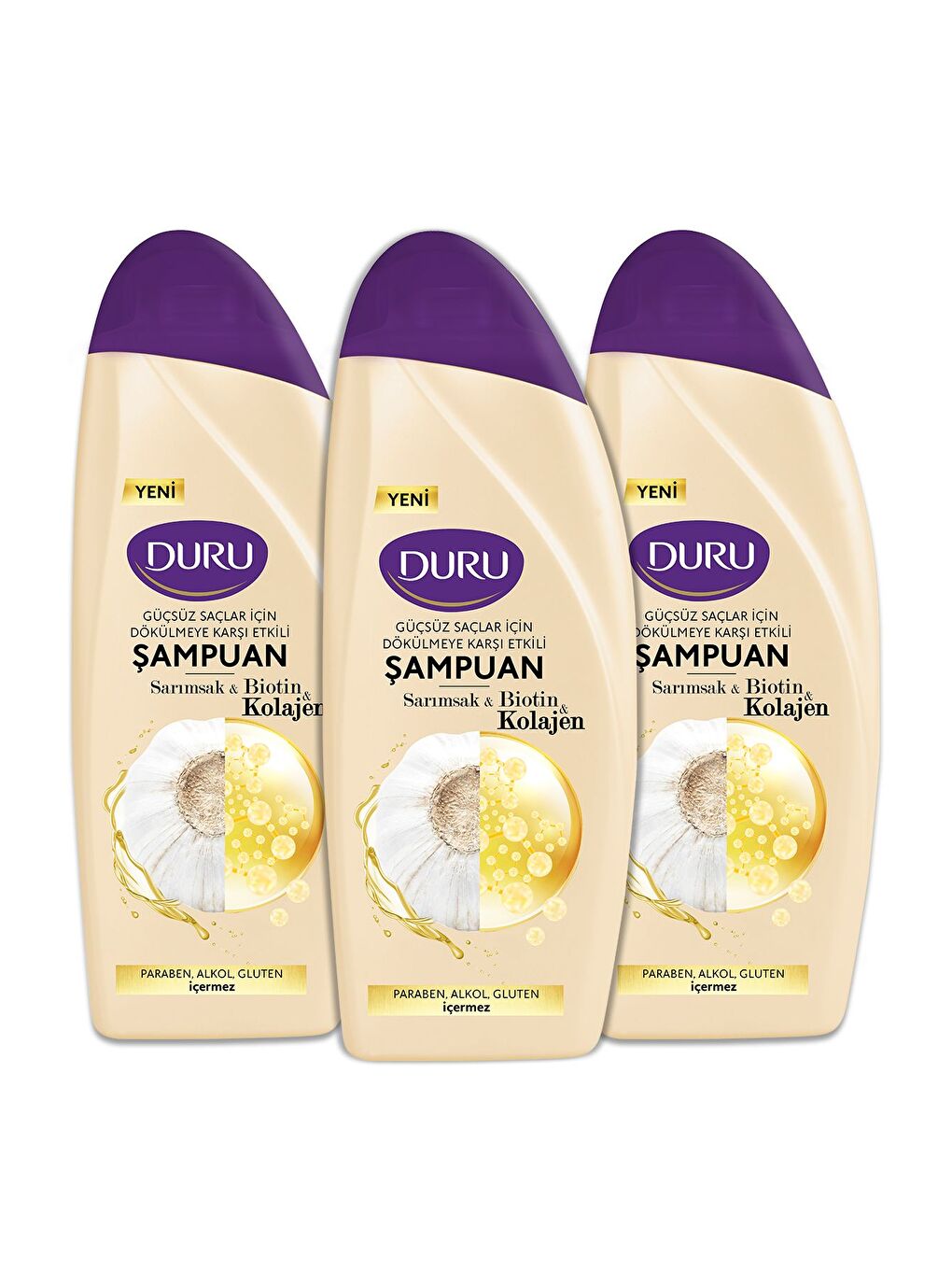 Duru Beyaz Sarımsak&Biotin&Kolajen Dökülmeye Karşı Etkili Şampuan 3x500 ml