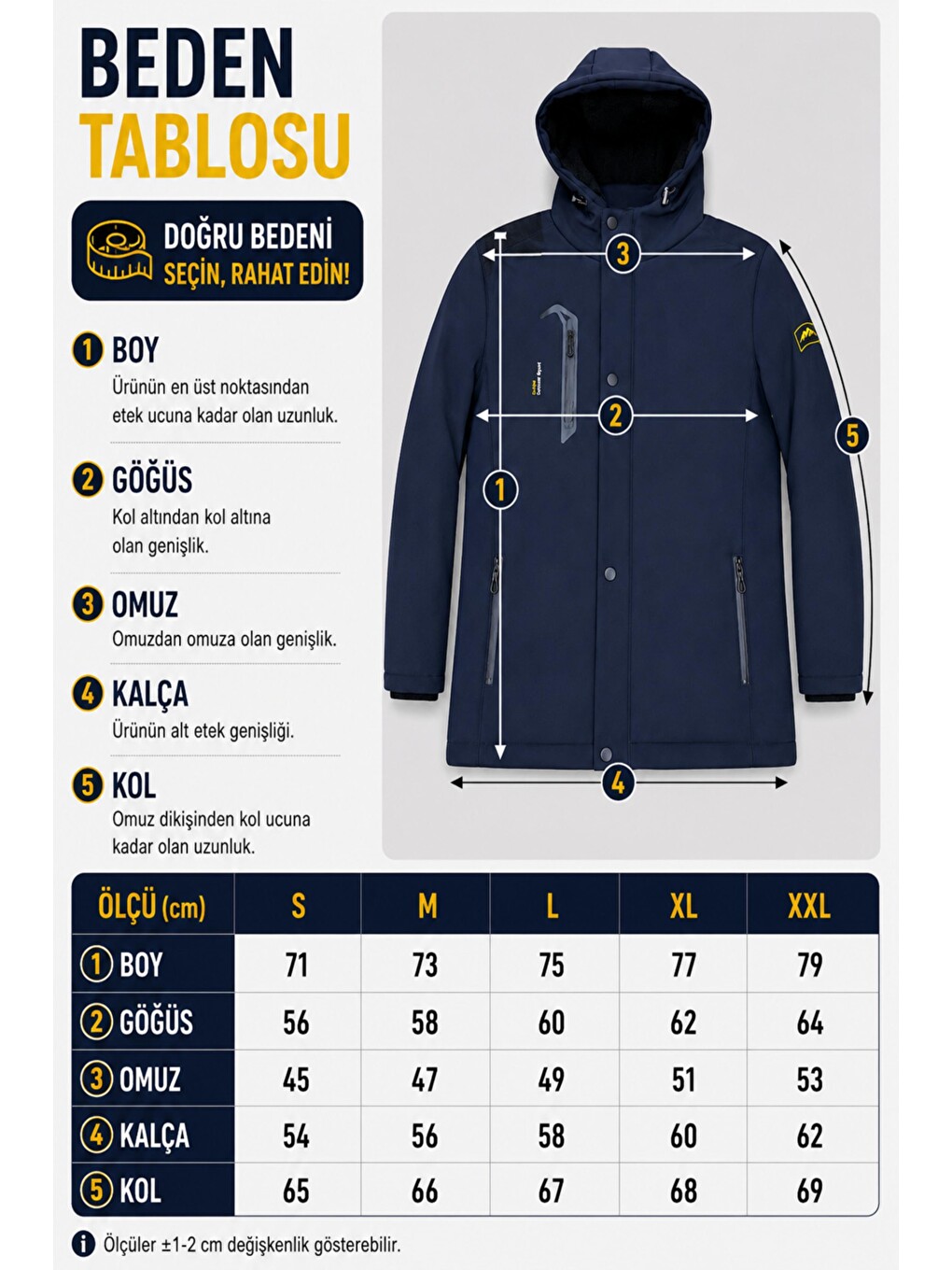 Lacivert Su Ve Rüzgar Geçirmez Outdoor Softshell Kışlık Mont Pldp 3014_50510-5